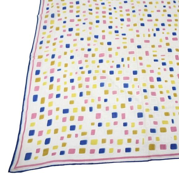 Vintage Geometric Print Rayon Silk Scarf Hand Rolled Made in Japan 16x16 Hey Viv - Picture 4 of 5